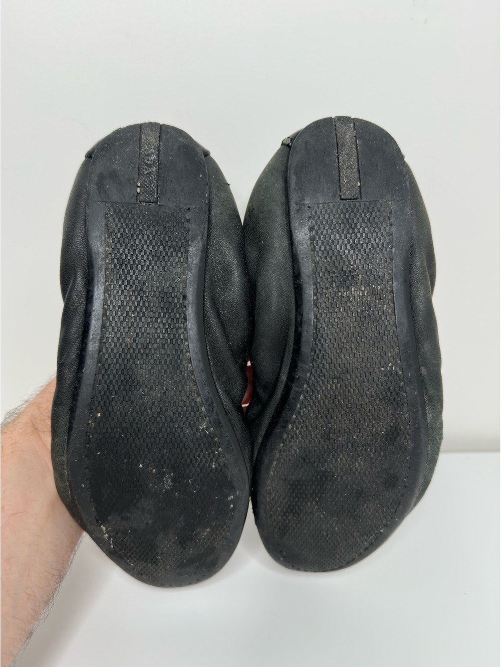 Prada Black Leather Patent Cap Toe Bow Ballet Flats Womenโs - Picture 9 of 12
